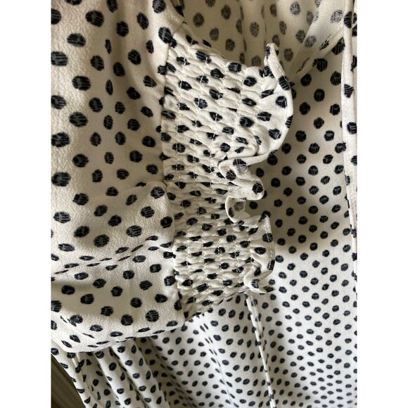 Adrianne Papell NWOT White Polka Dot Rushing Ruffle Blouse XL - Picture 3 of 7